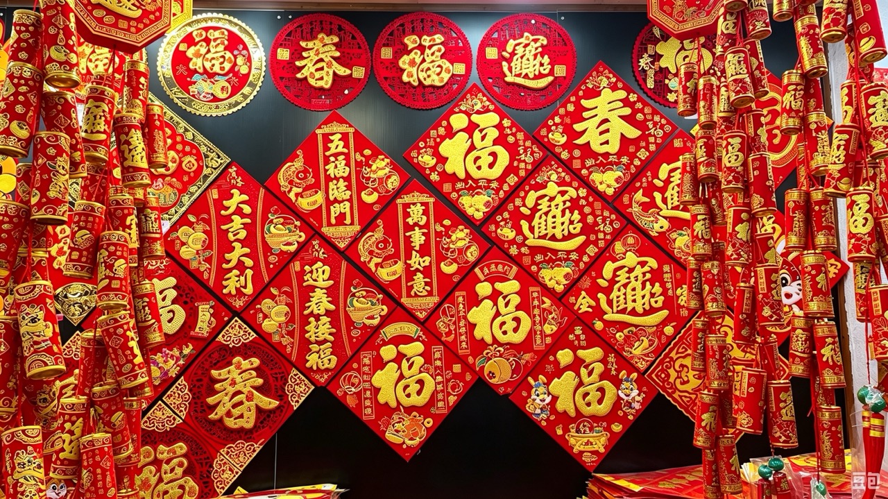 方形春聯與門貼展示